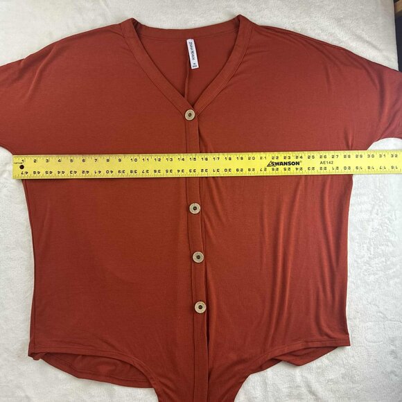 Zenana Premium Button-Down Tie Front Long Sleeve Top - Picture 9 of 16